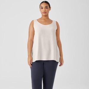 Silk Georgette Crepe Scoop Neck Tank